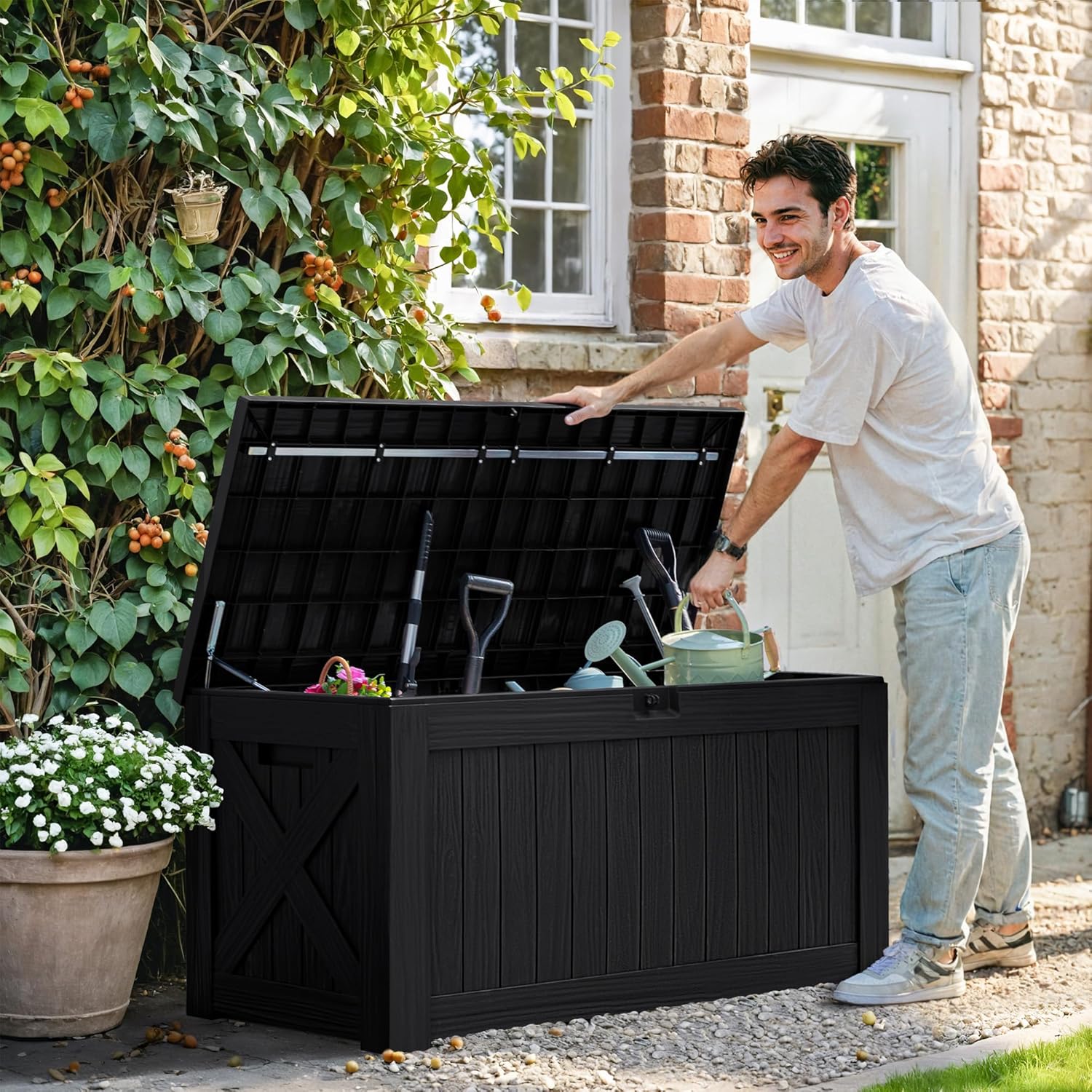 120 Gallon Deck Box with Wood  - огляд і ціна Gardening Tools Images