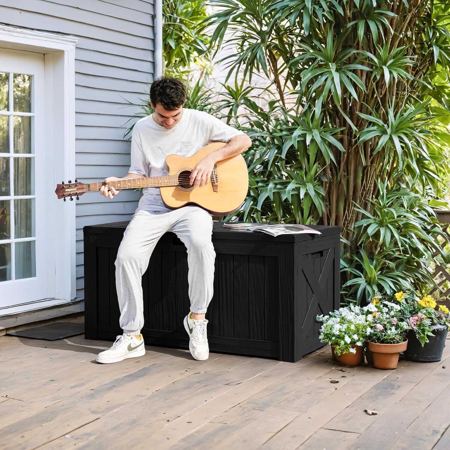 120 Gallon Deck Box with Wood  - огляд і ціна Gardening Tools Images