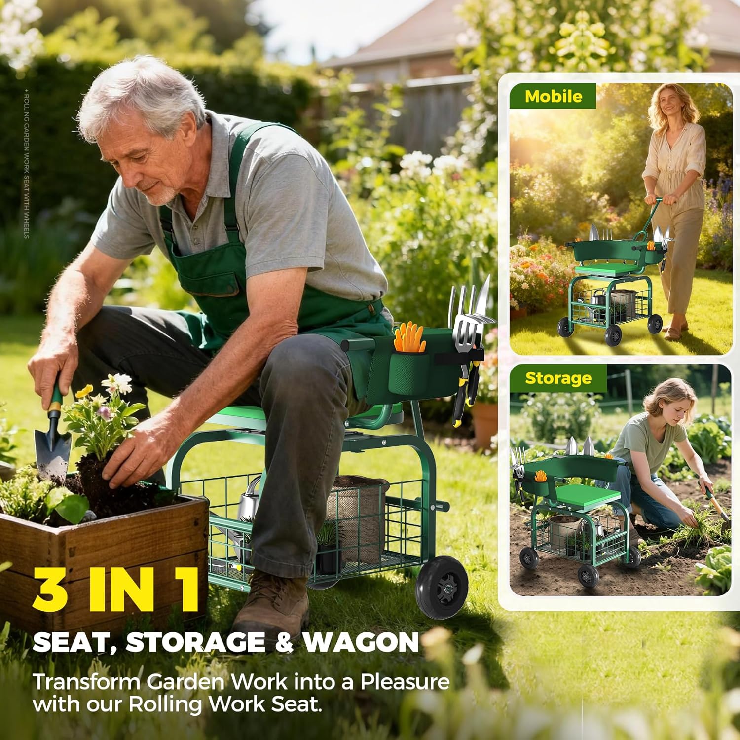 Garden Seat with Wheels, Rolli - огляд і ціна Gardening Tools For Seniors
