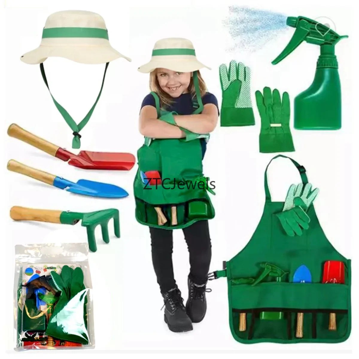 Kids Garden Apron Tool Set wit - огляд і ціна Gardening Tools Kids Set