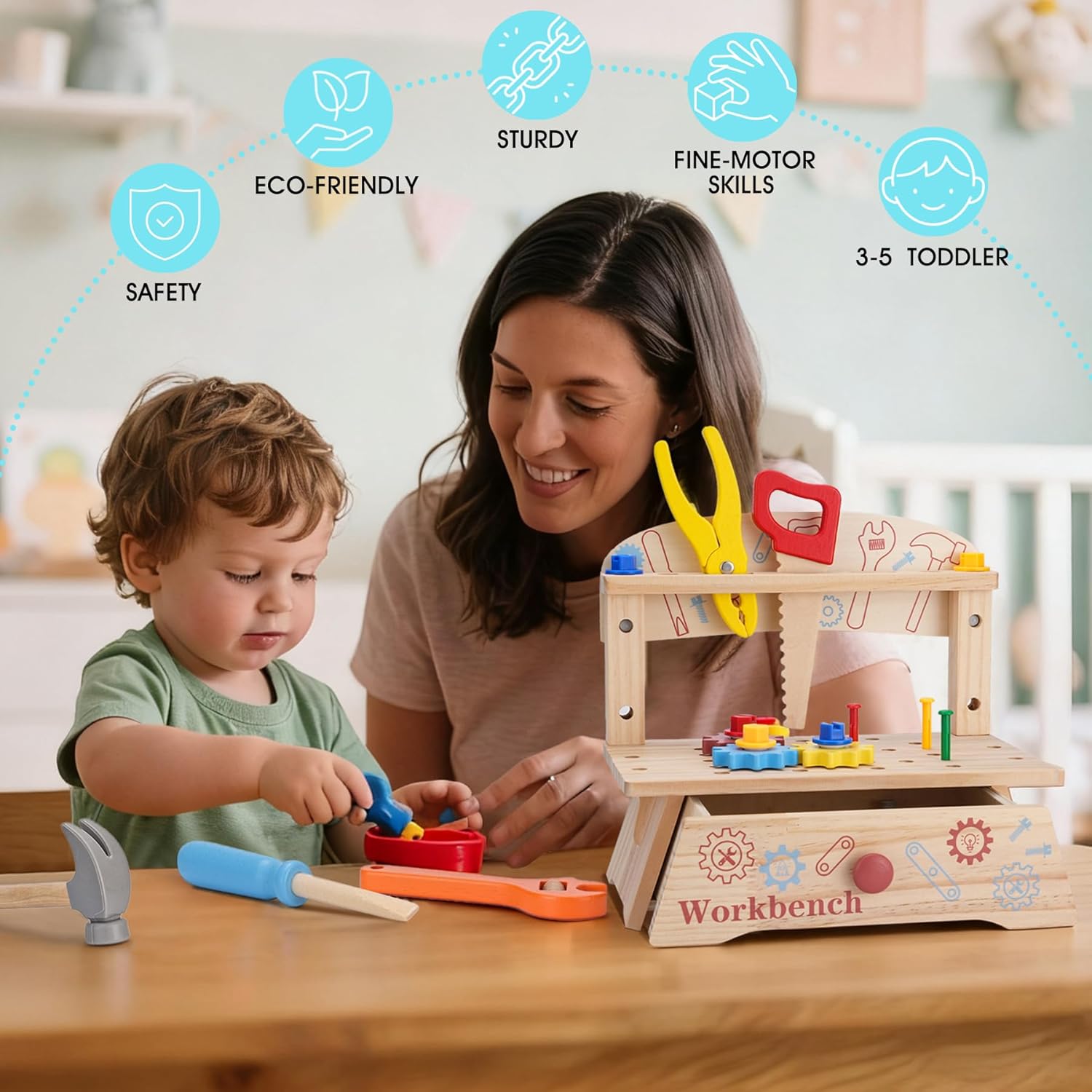Wooden Tool Bench for Kids,Mon - огляд і ціна Gardening Tools Kids Set