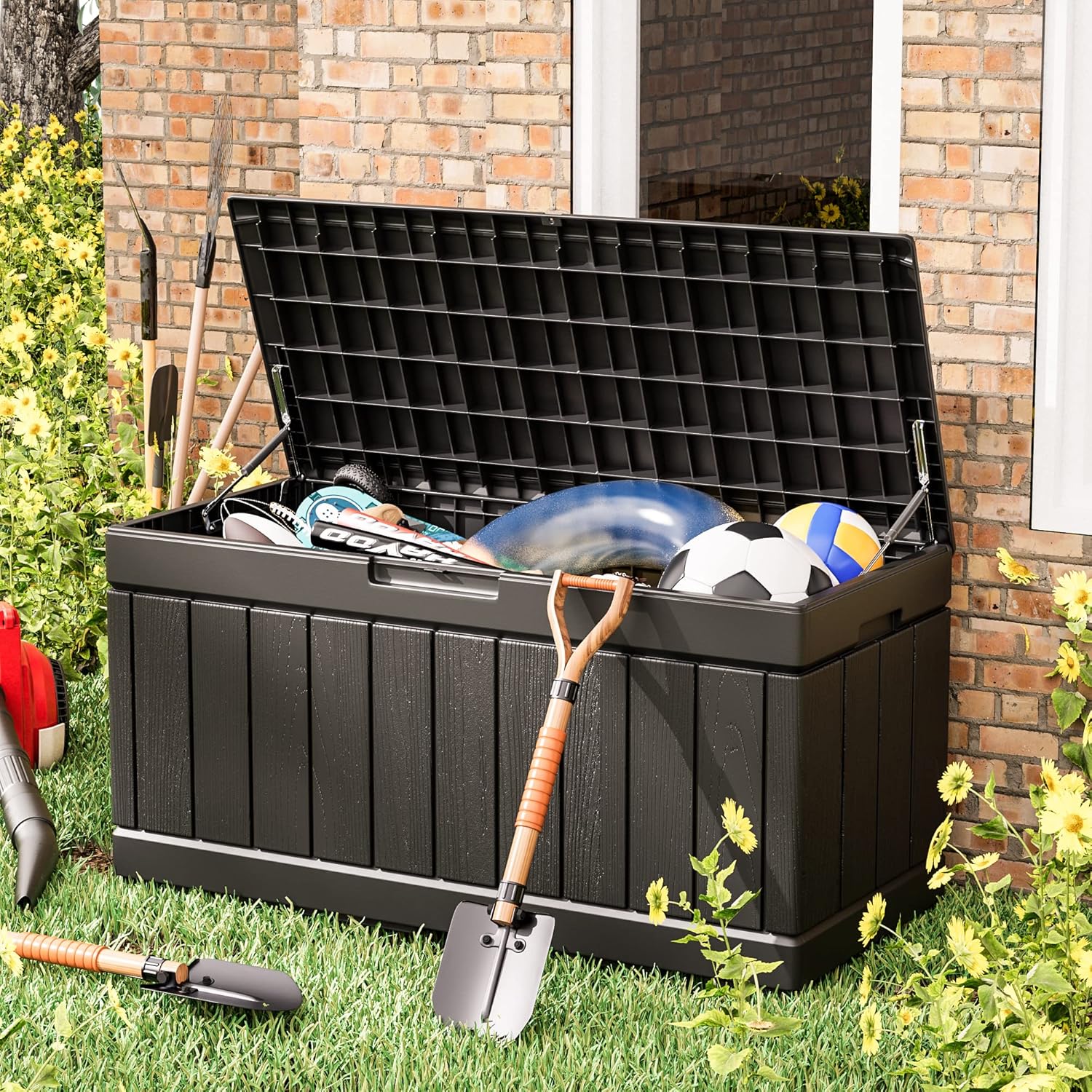 82 Gallon Resin Deck Box Outdo - огляд і ціна Gardening Tools Images